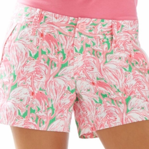 Lilly Pulitzer pink flamingo The Walsh short 3 inch inseam size 8 - Picture 1 of 6